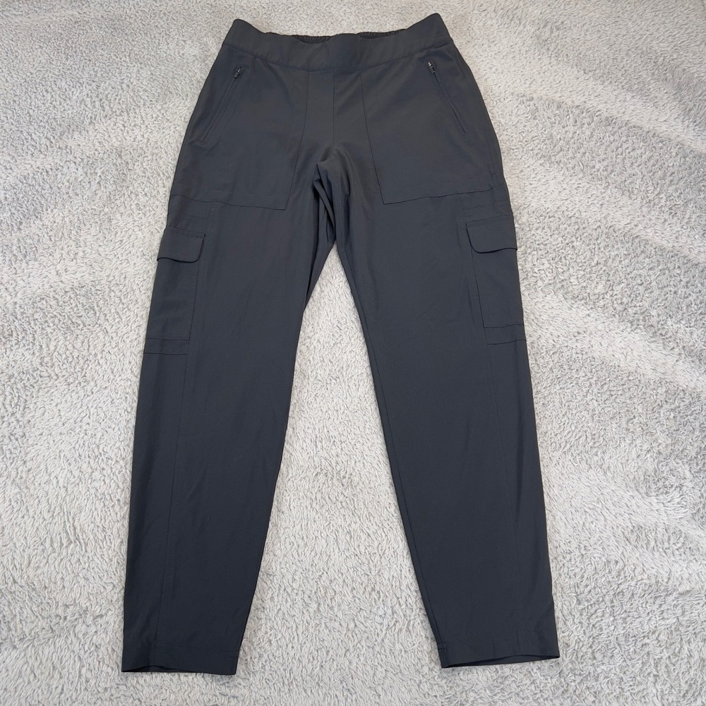 Athleta Chelsea Cargo Lined Pants Gray Fleece High Rise Tapered Joggers Size 8